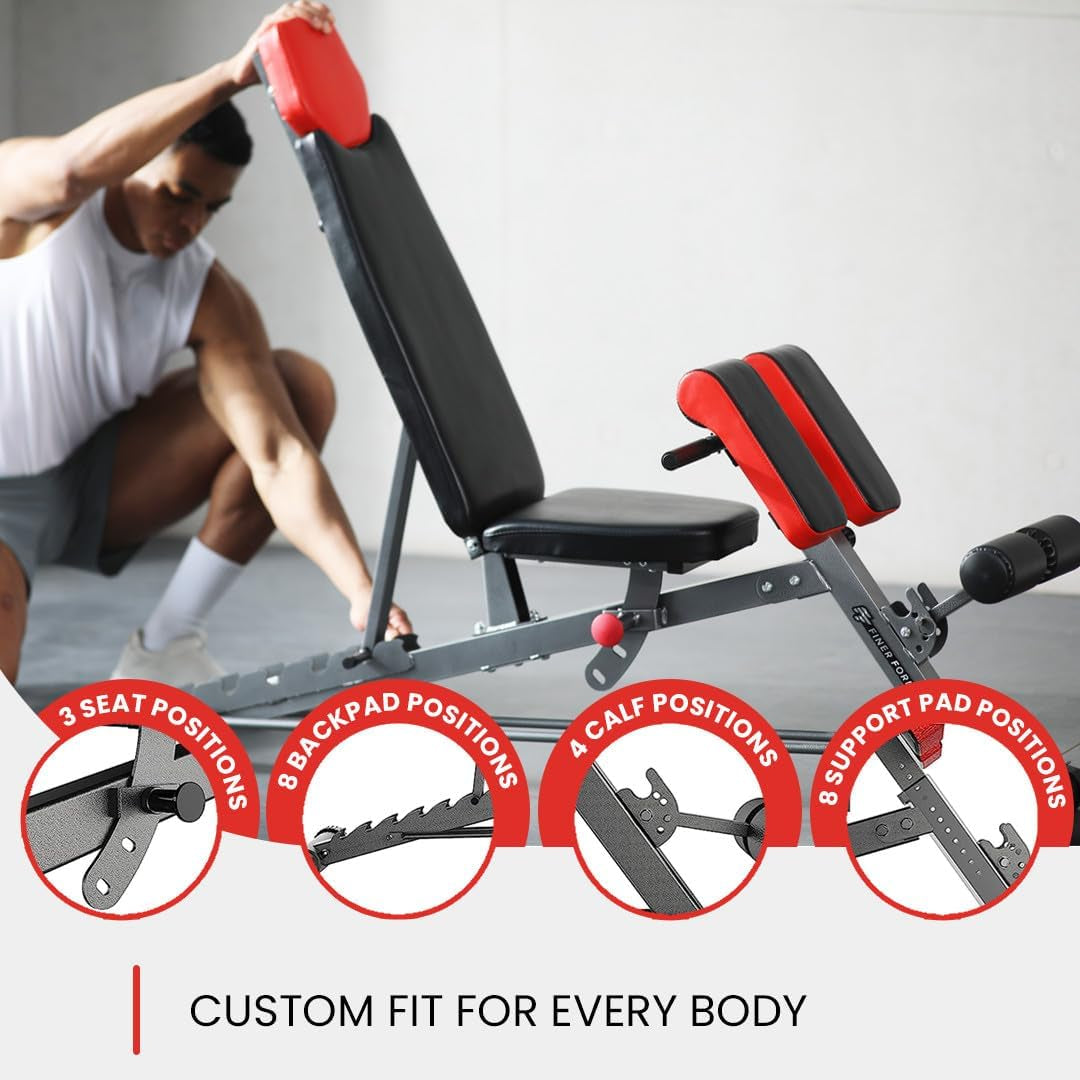 Multi-Functional FID Weight Bench for Full All-In-One Body Workout β Hyper Back Extension, Roman Chair, Adjustable Ab Sit up Bench, Incline Decline Bench, Flat Bench