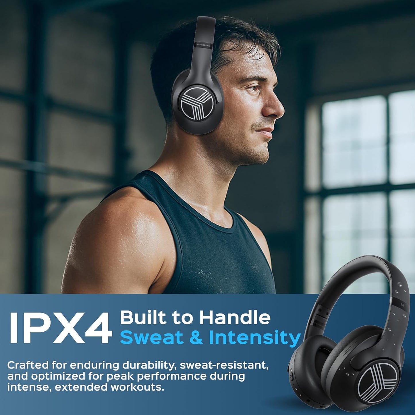 Z2-B Hybrid Active Noise Cancelling Workout Headphones - Signature-Hd Sound, Deep Bass, 58H Battery, Comfortable, Foldable over Ear Bluetooth Headphones Wireless W/Mic for Calls for Gym, Sport